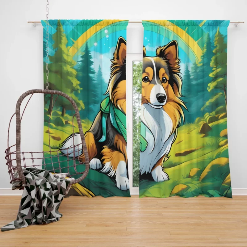 Smart and Loyal Shetland Sheepdog Dog Curtain