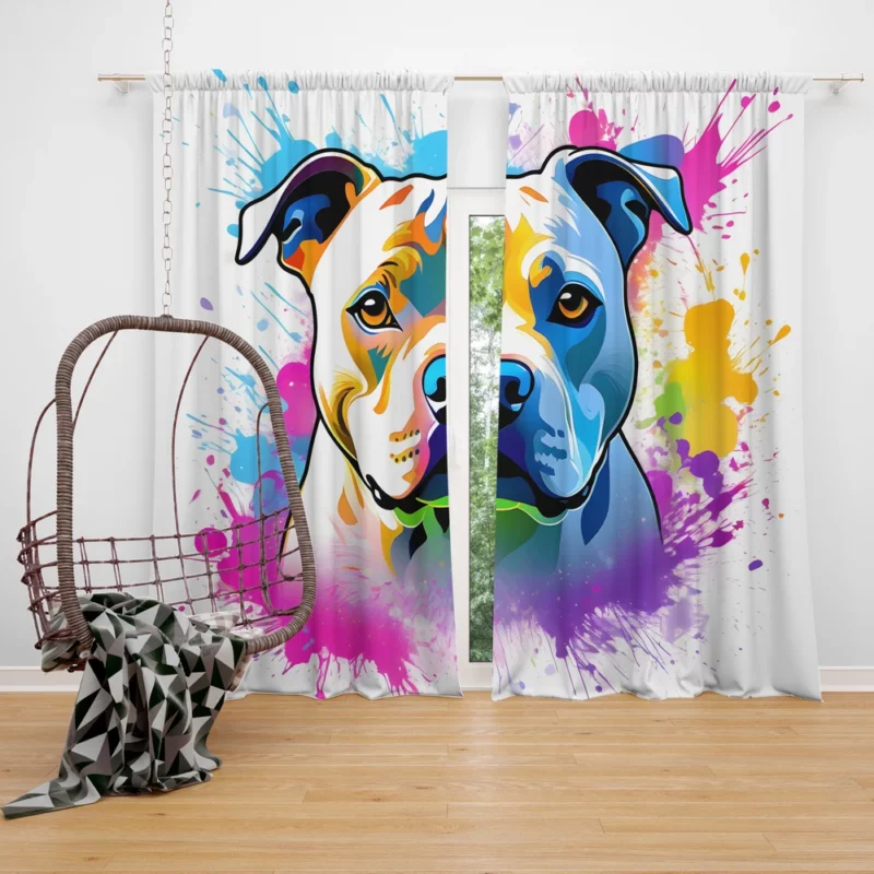 Smart and Loyal Staffordshire Bull TerrierDog Curtain