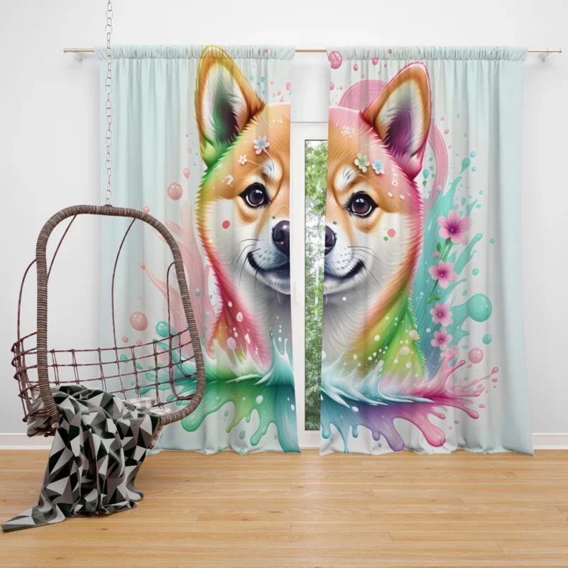 Spirited Shiba Inu Loyal Companion Curtain