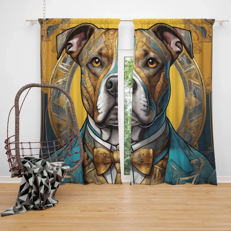 Staffordshire Bull Terrier Joy Playful Dog Curtain
