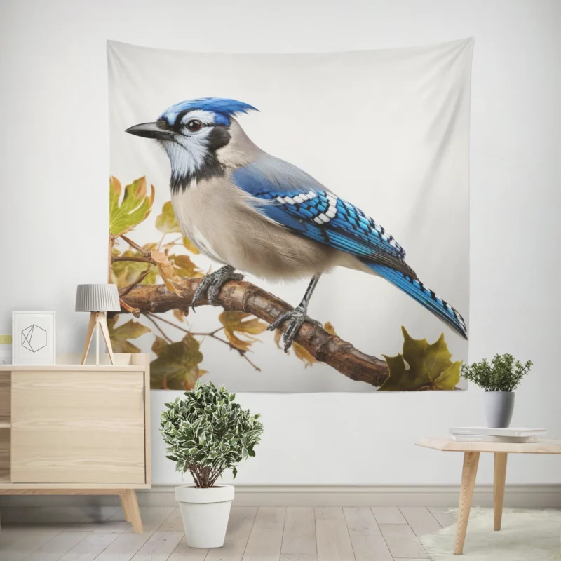 Stunning Blue Jay Photo Wall Tapestry