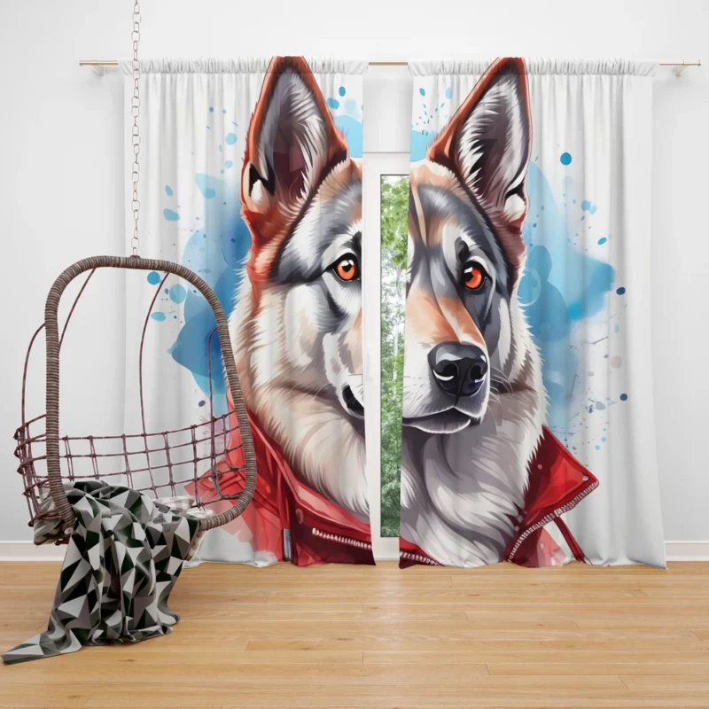 Teen Furry Companion Norwegian Elkhound Dog Love Curtain