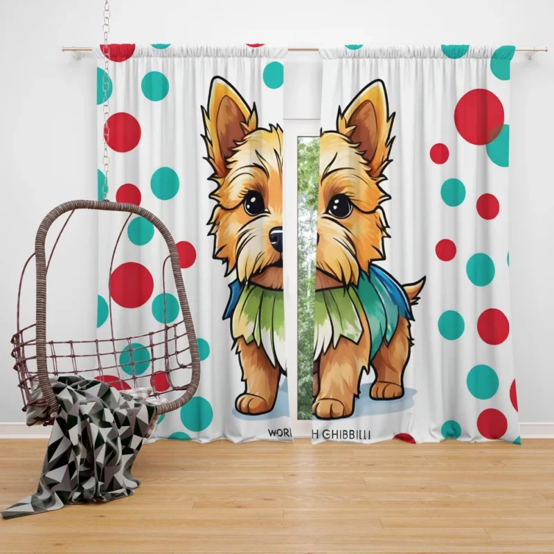 Teen Norwich Terrier Pal Birthday Joy Curtain