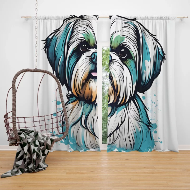 The Affectionate Shih Tzu Dog Curtain