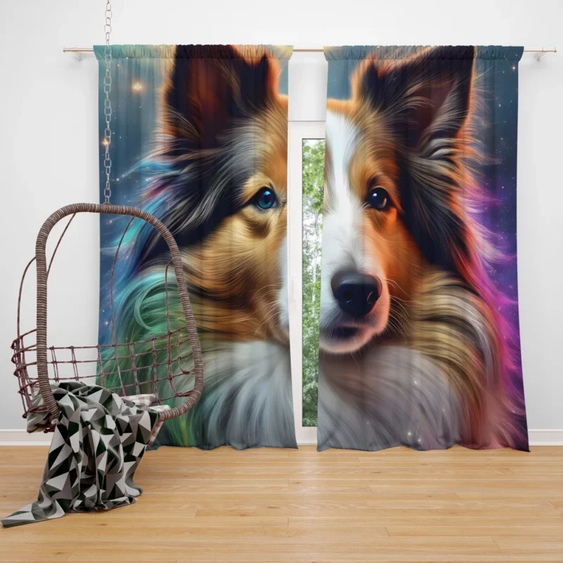 The Agile Shetland Sheepdog Loyal Dog Curtain