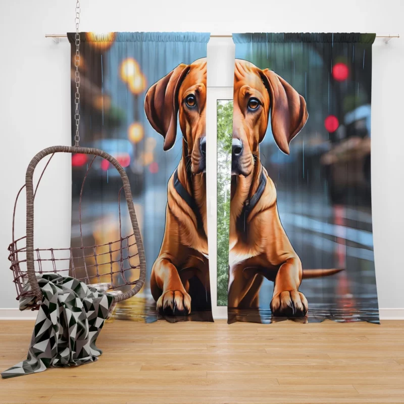 The Courageous Rhodesian Ridgeback Dog Curtain