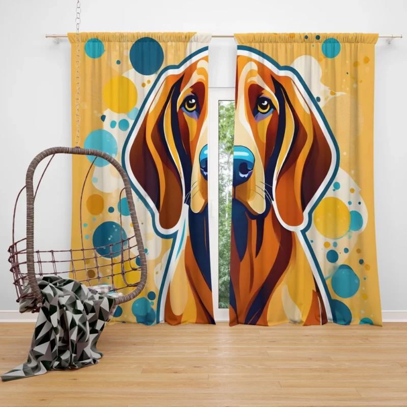 The Energetic Redbone Coonhound Dog Curtain