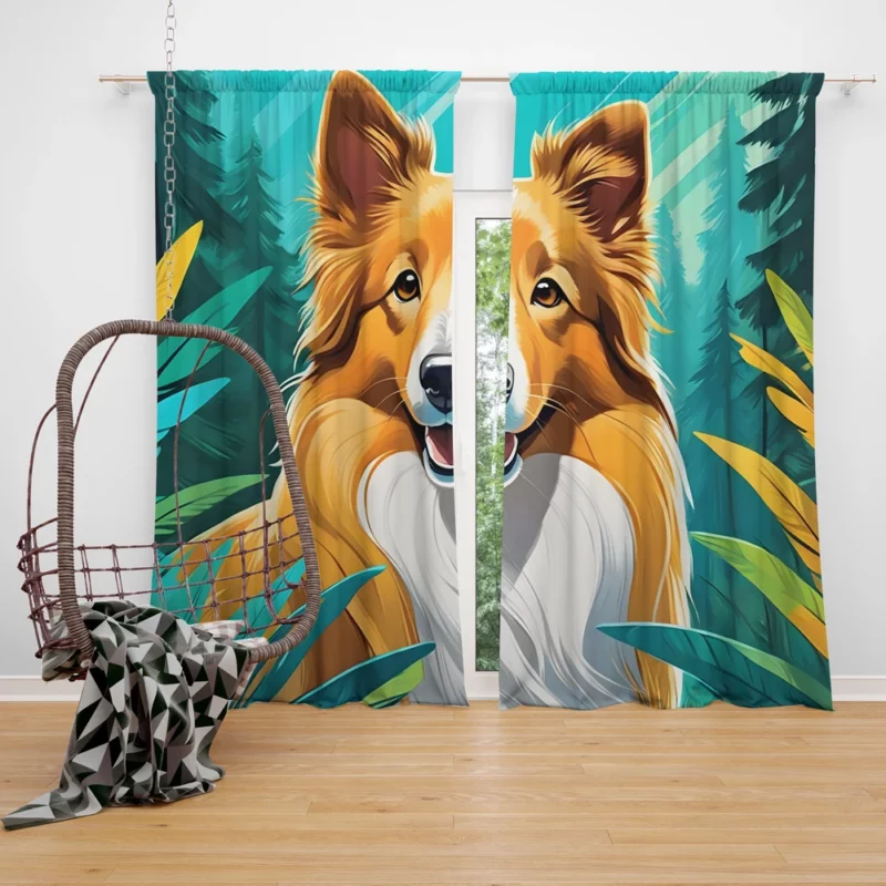 The Graceful Shetland Sheepdog Dog Curtain