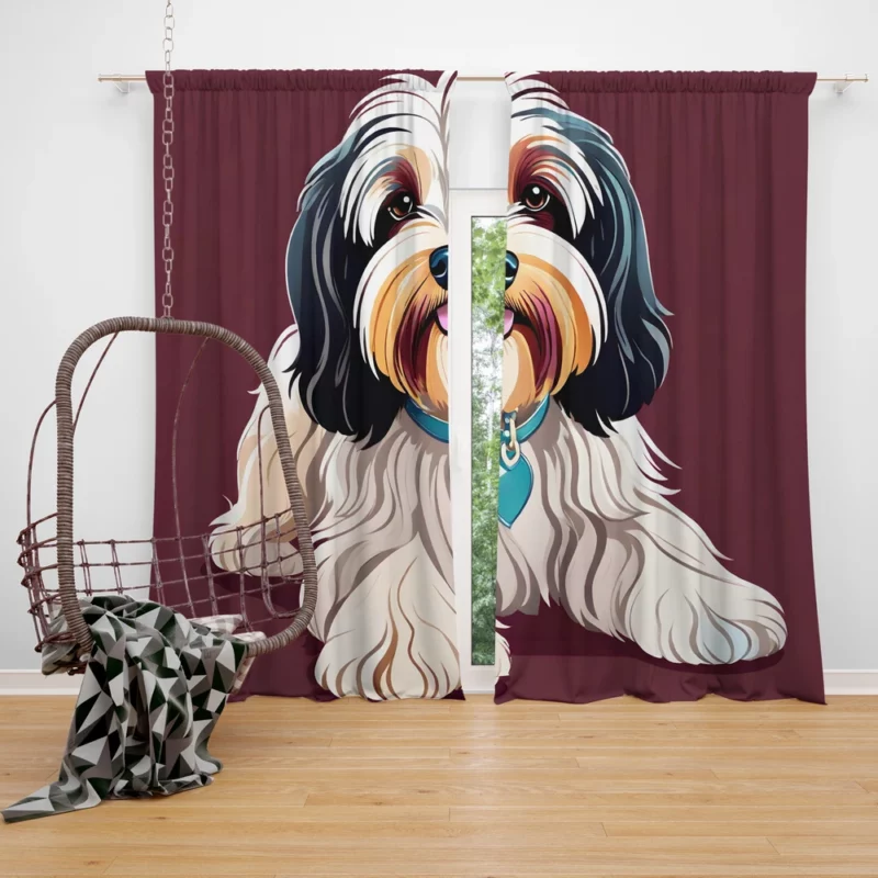 The Loyal Tibetan Terrier Dog Curtain