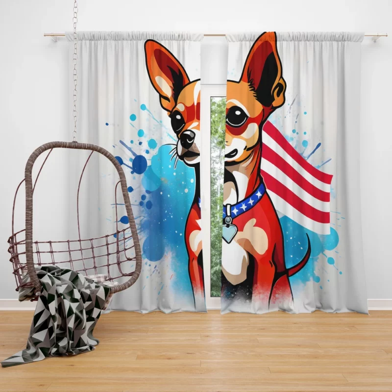 The Playful Russian Toy Terrier Dog Curtain