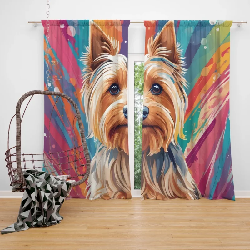 The Playful Silky Terrier Companion Curtain