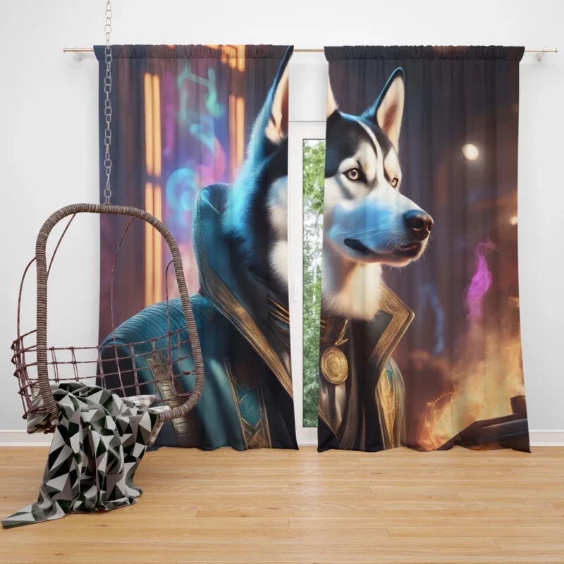 The Siberian Husky Wonder Energetic Dog Curtain