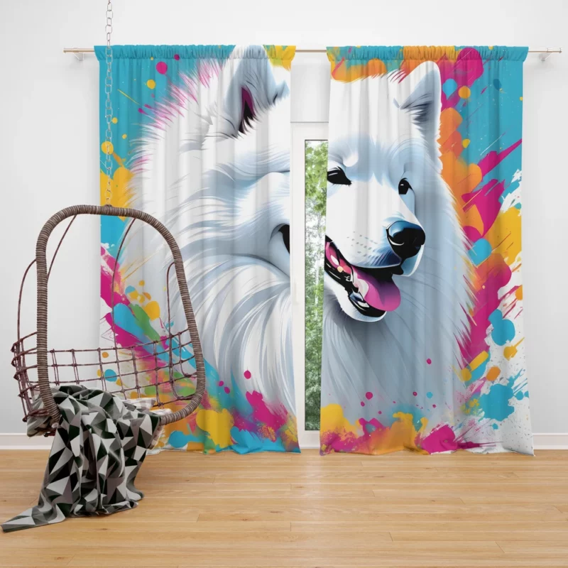 The Smiling Samoyed Loyal Dog Curtain