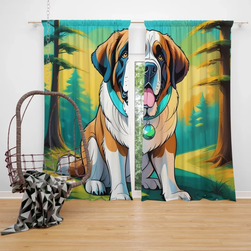 The Stalwart Saint Bernard Dog Curtain