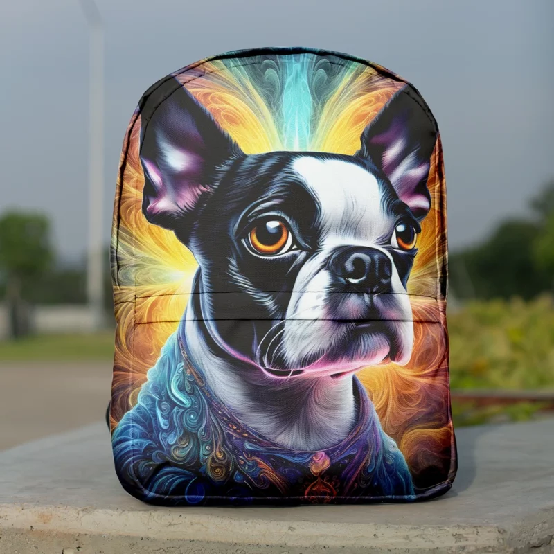 Boston Terrier Dog Energetic Explorer Minimalist Backpack