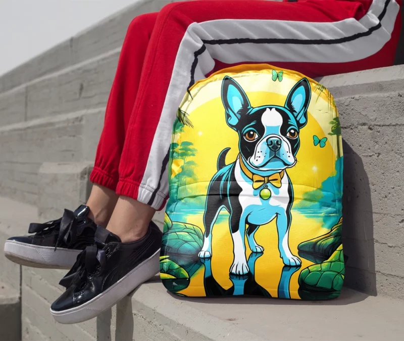 Boston Terrier Dog Trusty Friend Minimalist Backpack 1