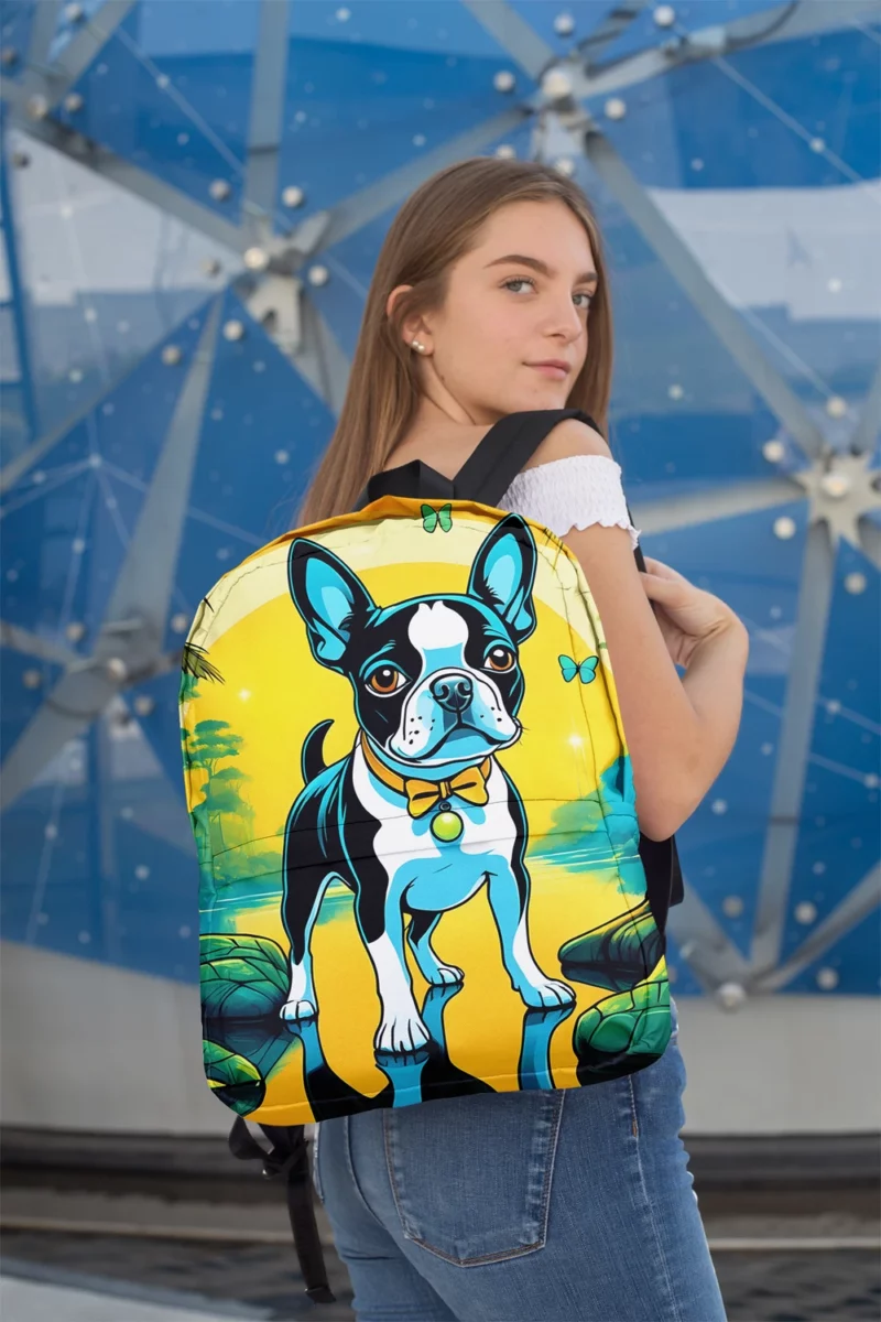 Boston Terrier Dog Trusty Friend Minimalist Backpack 2