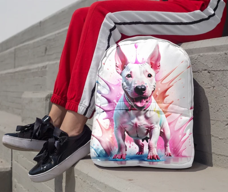 Dynamic Bull Terrier Dog Performer Minimalist Backpack 1