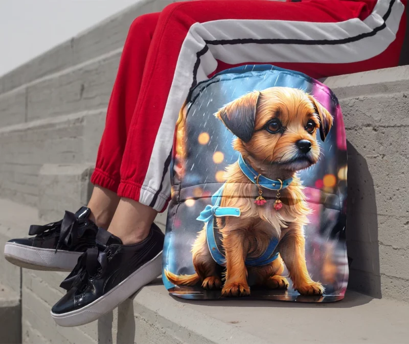Playful Border Terrier Dog Enthusiast Minimalist Backpack 1