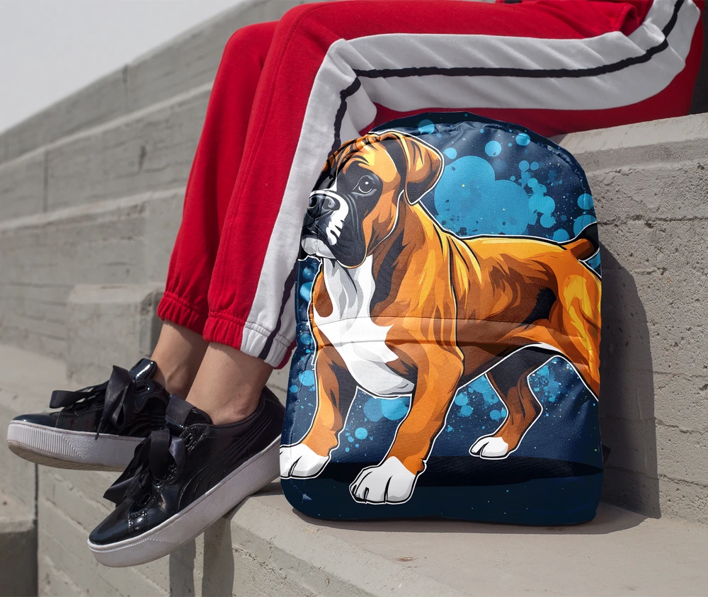 Playful Boxer Dog Energetic Athlete Minimalist Backpack 1